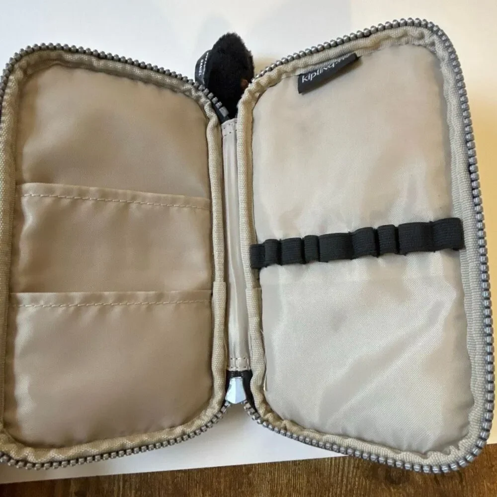 NEW Kipling Make Up/Cosmetic brush holder case +monkey pencil black nylon travel - Picture 3 of 6